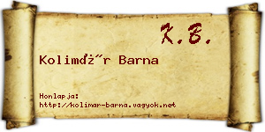Kolimár Barna névjegykártya