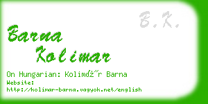 barna kolimar business card